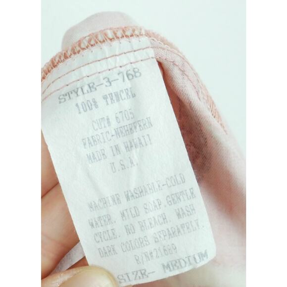Vintage Medium Dress Hawaiian Resort Tencel Soft Floral Pastel Pink 90s Bias Cut - Picture 6 of 7